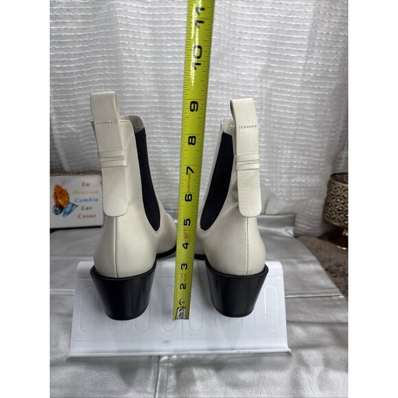 (E2) FRAME Women Le Lexington Off White Leather Chelsea Boot SIZE 38,5 - Picture 6 of 11
